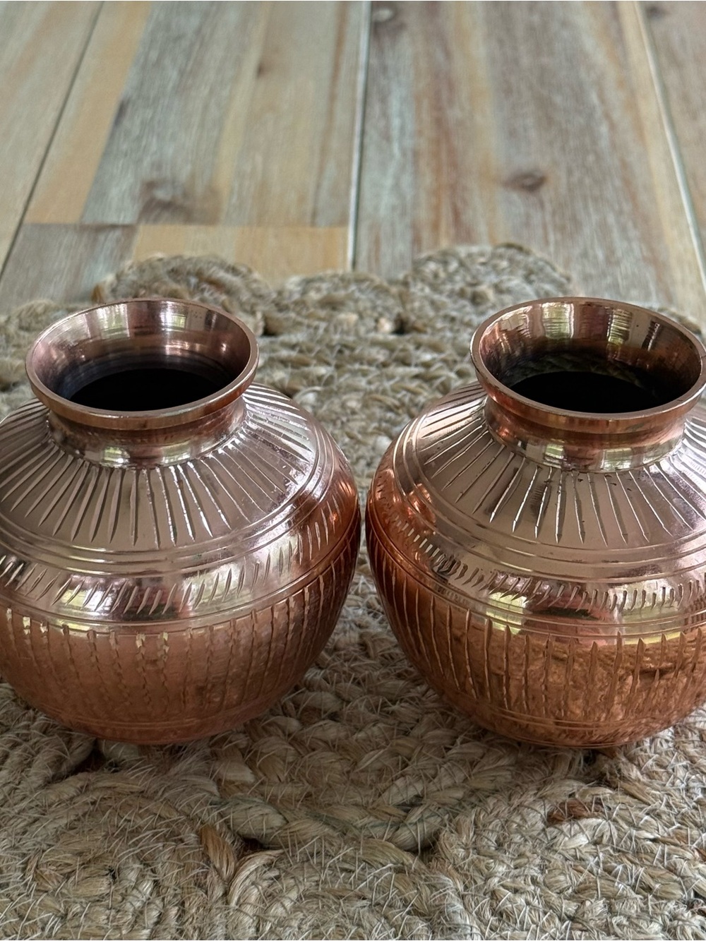 Copper Pot, Kalash, Decorative Vase Set of Two